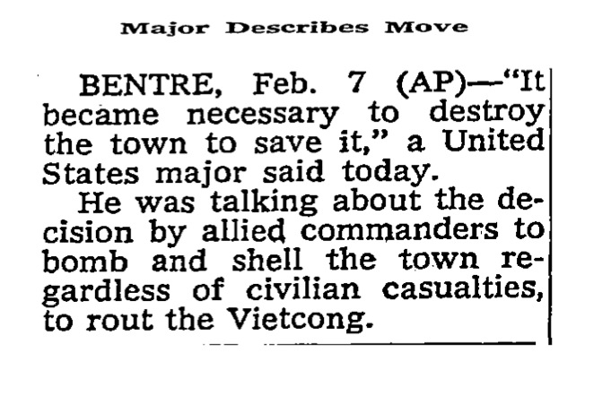 In 1968, a US Army officer told a reporter it was necessary to destroy Ben Tre in order to save it.  In 2021 the Green National Committee tells us they must destroy the Green Party in order to save it.  