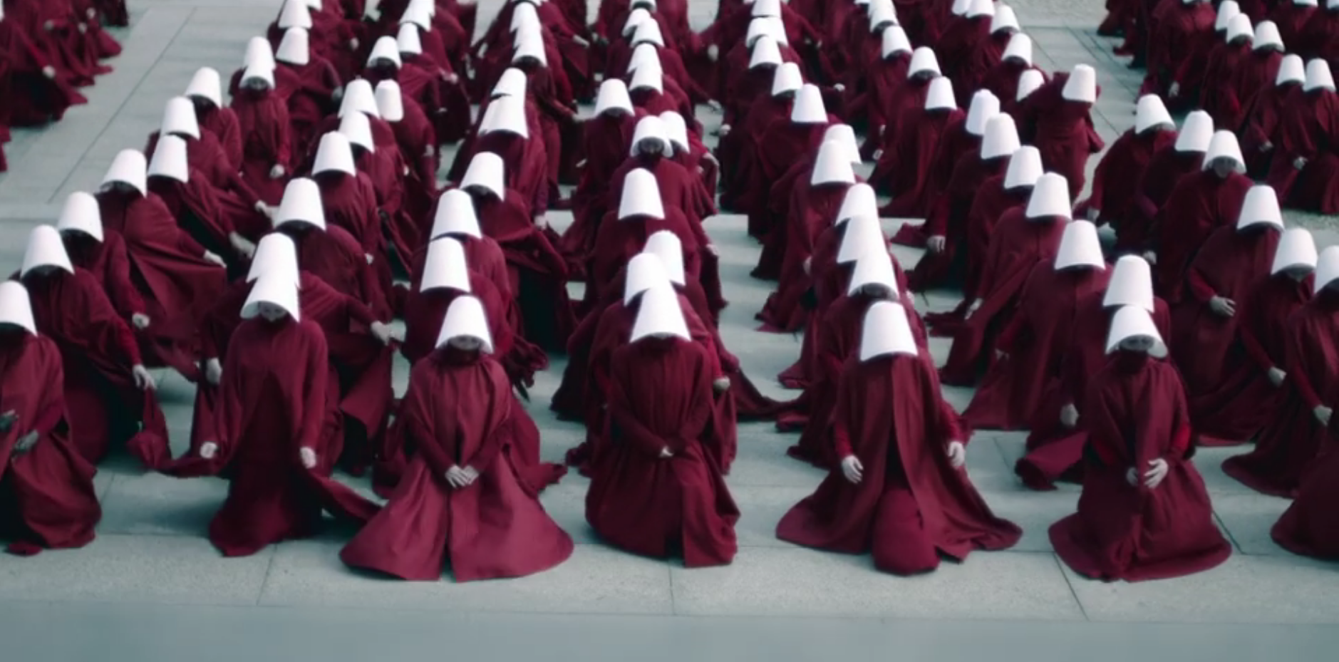 Women silenced, at mass prayer depicted in The Handmaid's Tale